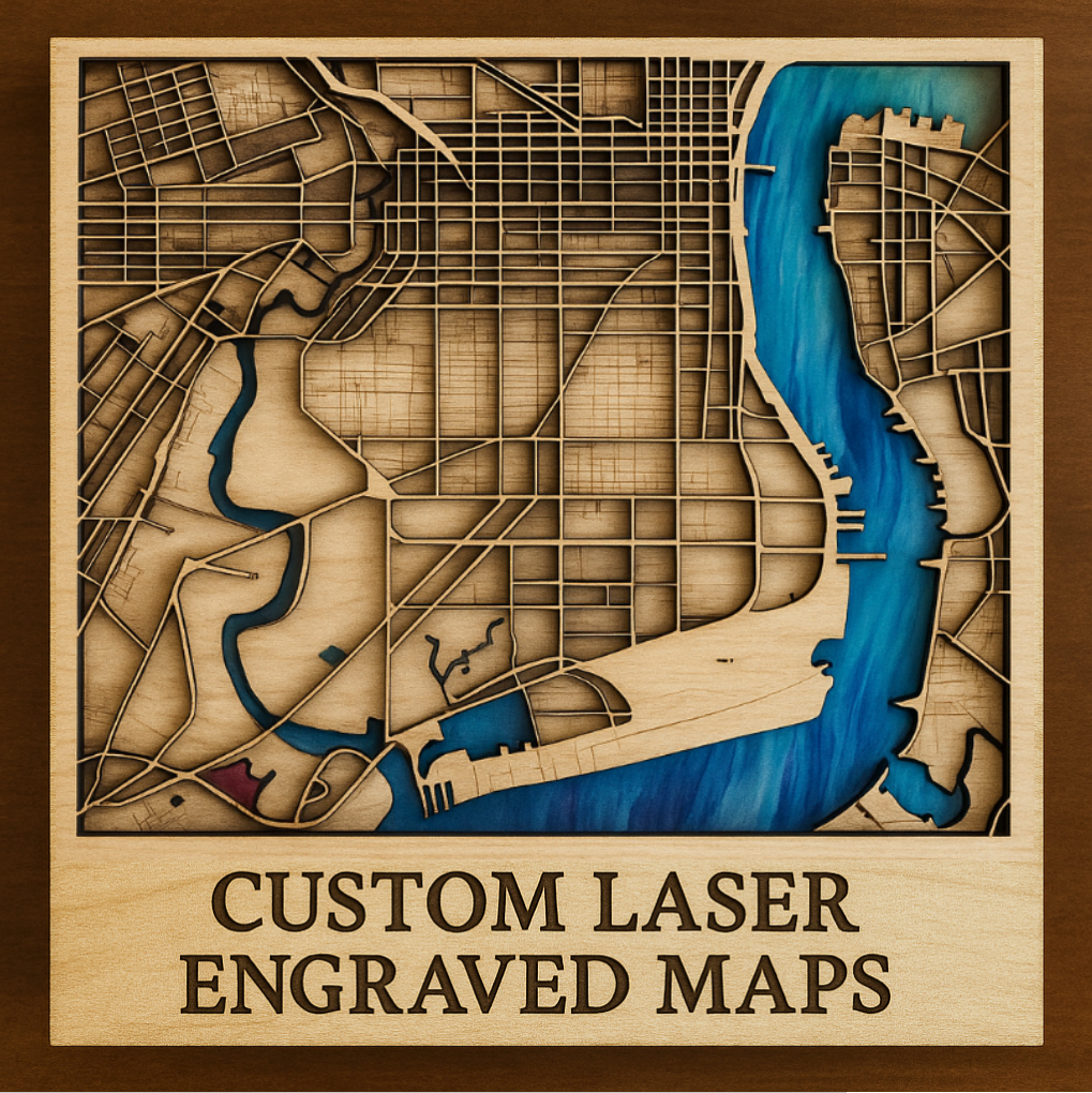 Custom Laser Engraved Maps | Cities & Courses & Lakes Oh My!
